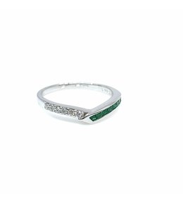 Diante Zlatý prsten s brilianty a smaragdy AAK2441E